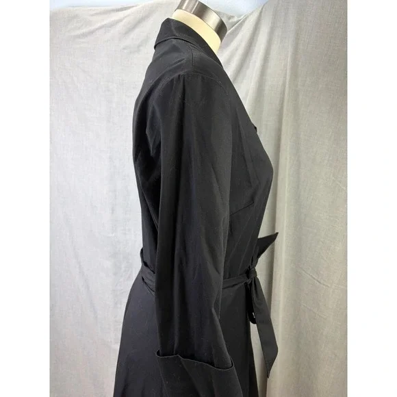 The J. Peterman Company Black Shirt Dress Belted Pockets Buttoned 12 Minimalist - Picture 8 of 9